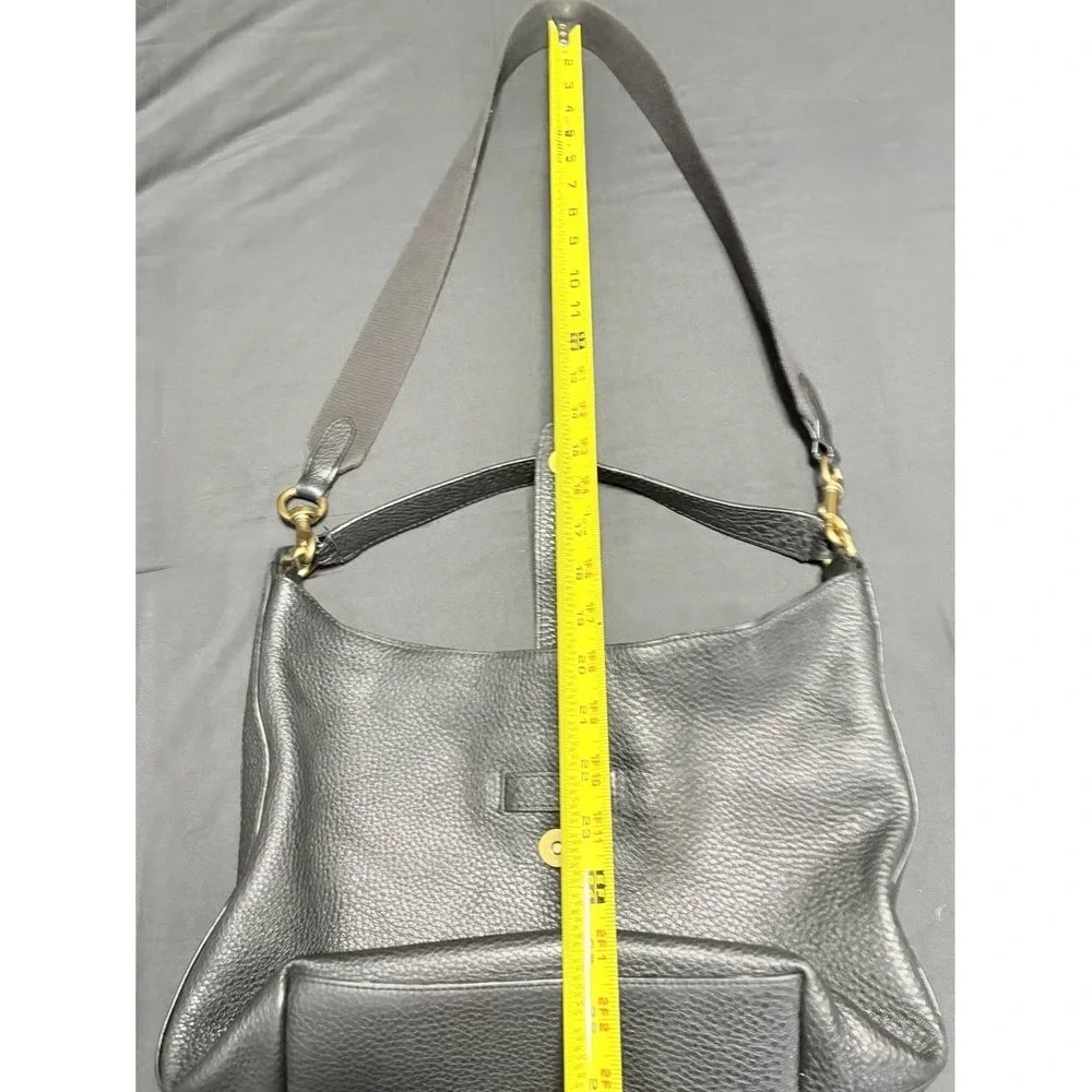 J.Crew Italian Leather Black Pebbled Hobo ShoulderBag SlouchyTote Brass Hardwear
